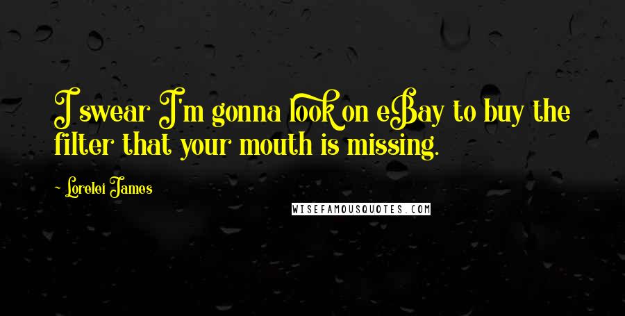 Lorelei James Quotes: I swear I'm gonna look on eBay to buy the filter that your mouth is missing.