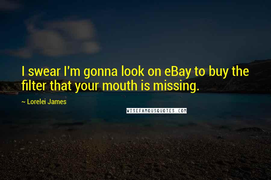 Lorelei James Quotes: I swear I'm gonna look on eBay to buy the filter that your mouth is missing.