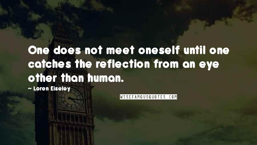 Loren Eiseley Quotes: One does not meet oneself until one catches the reflection from an eye other than human.