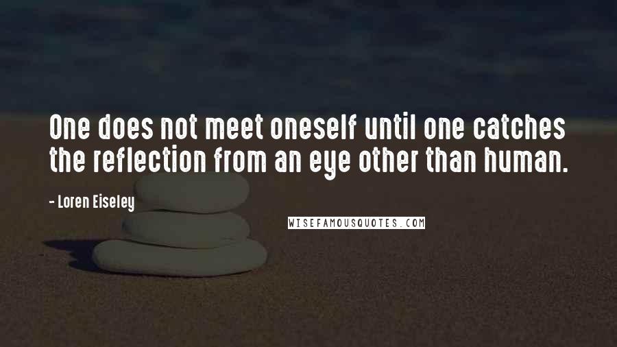 Loren Eiseley Quotes: One does not meet oneself until one catches the reflection from an eye other than human.