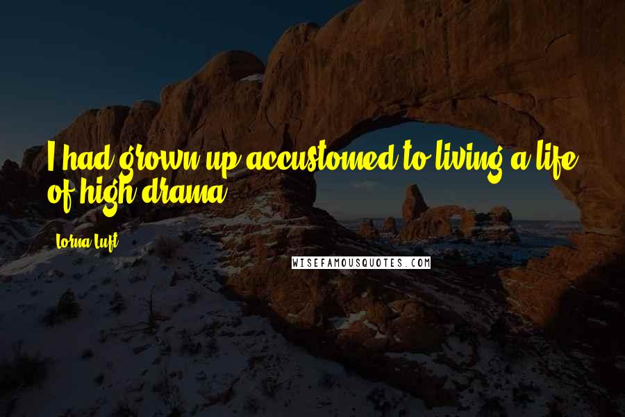 Lorna Luft Quotes: I had grown up accustomed to living a life of high drama.