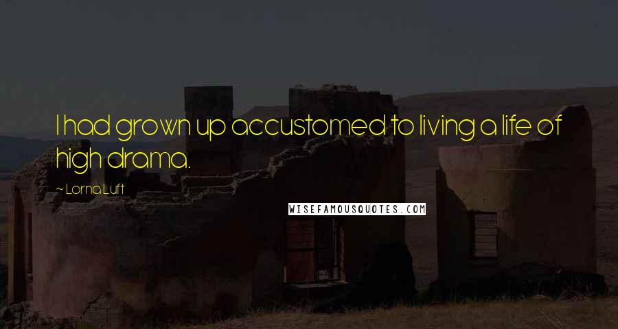 Lorna Luft Quotes: I had grown up accustomed to living a life of high drama.