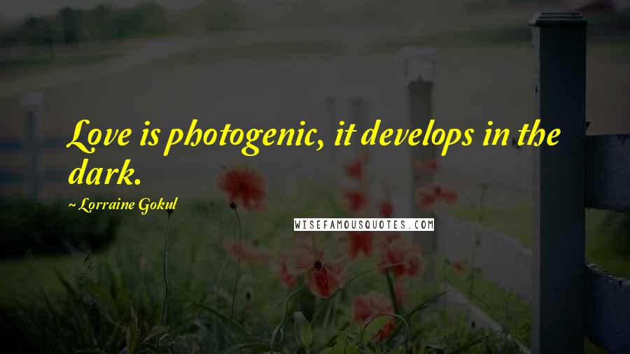 Lorraine Gokul Quotes: Love is photogenic, it develops in the dark.