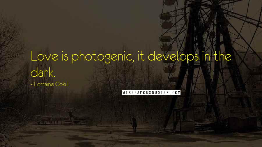 Lorraine Gokul Quotes: Love is photogenic, it develops in the dark.