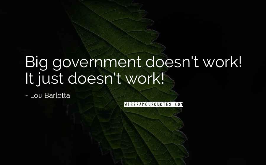 Lou Barletta Quotes: Big government doesn't work! It just doesn't work!