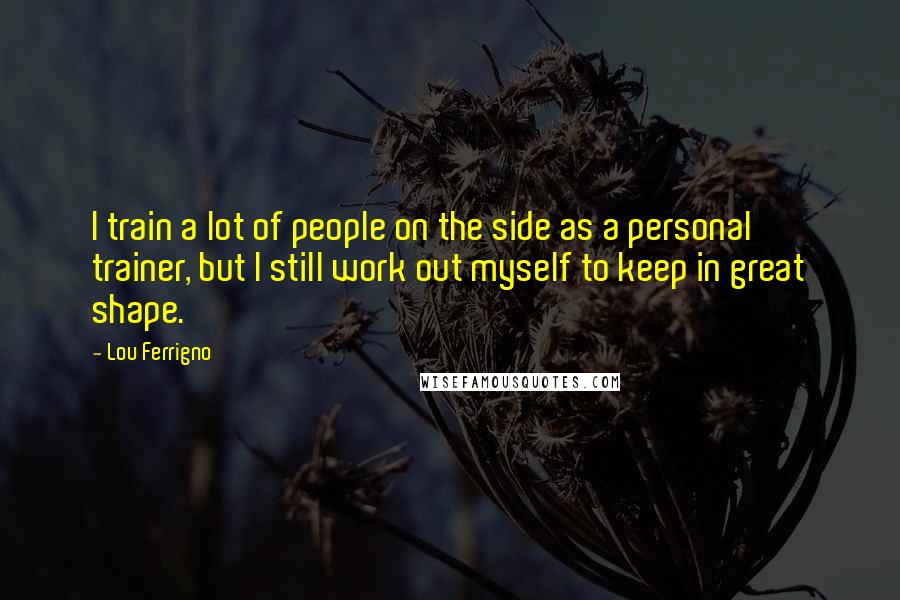 Lou Ferrigno Quotes: I train a lot of people on the side as a personal trainer, but I still work out myself to keep in great shape.