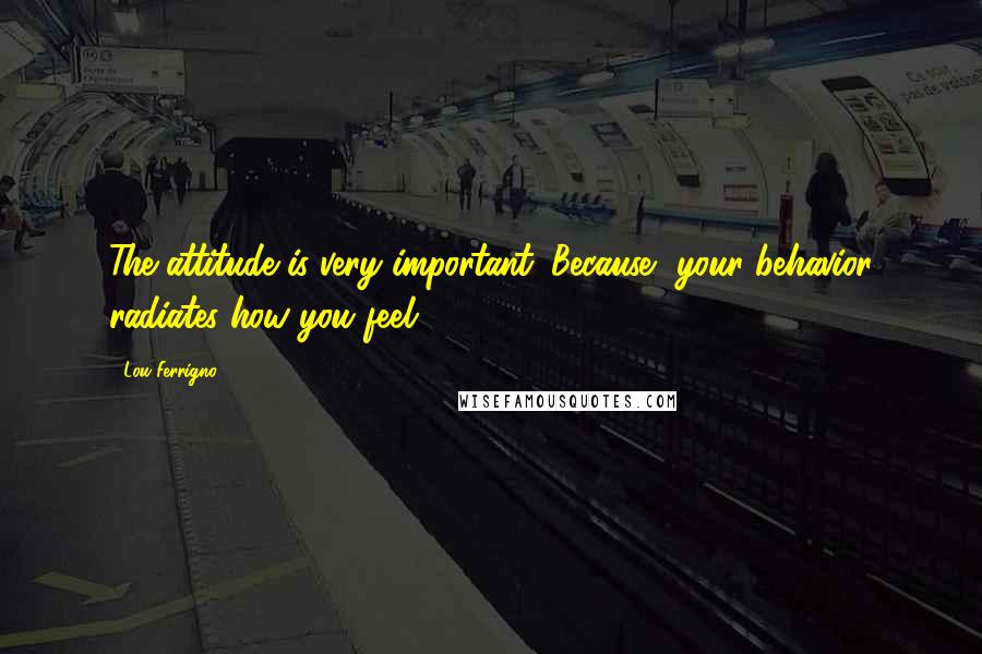 Lou Ferrigno Quotes: The attitude is very important. Because, your behavior radiates how you feel.