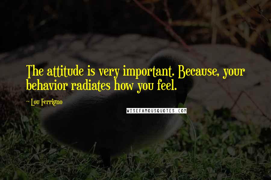 Lou Ferrigno Quotes: The attitude is very important. Because, your behavior radiates how you feel.