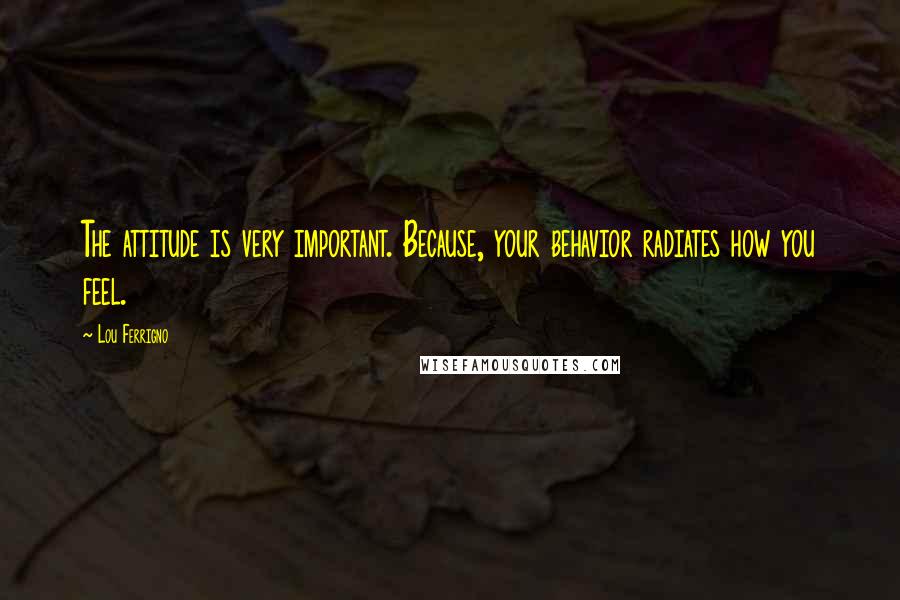 Lou Ferrigno Quotes: The attitude is very important. Because, your behavior radiates how you feel.