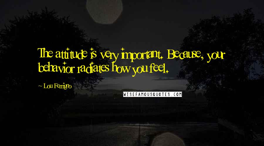 Lou Ferrigno Quotes: The attitude is very important. Because, your behavior radiates how you feel.