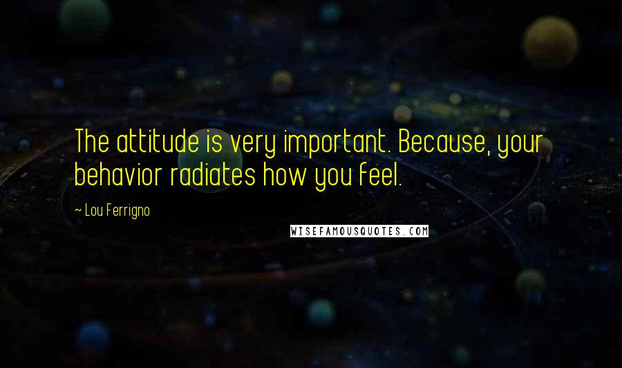 Lou Ferrigno Quotes: The attitude is very important. Because, your behavior radiates how you feel.