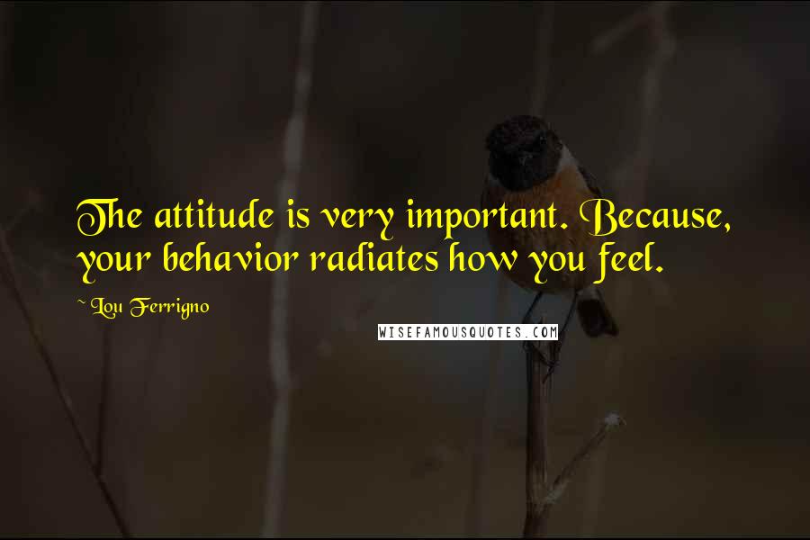 Lou Ferrigno Quotes: The attitude is very important. Because, your behavior radiates how you feel.