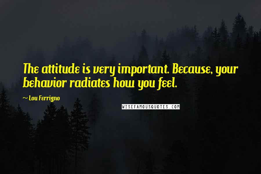 Lou Ferrigno Quotes: The attitude is very important. Because, your behavior radiates how you feel.