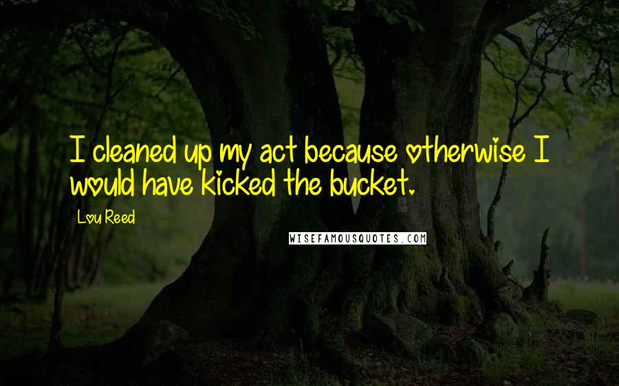 Lou Reed Quotes: I cleaned up my act because otherwise I would have kicked the bucket.