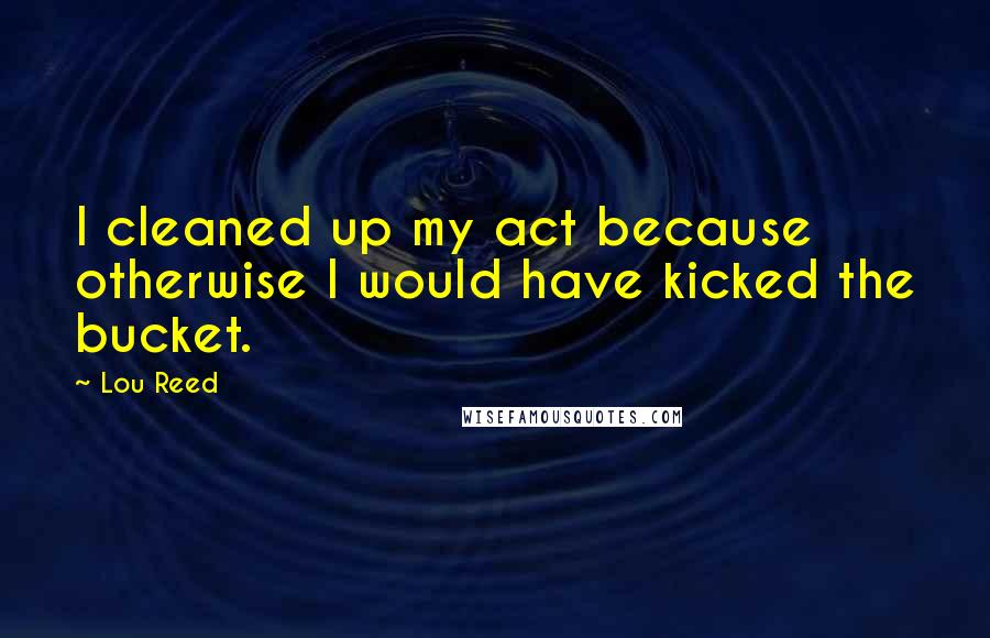 Lou Reed Quotes: I cleaned up my act because otherwise I would have kicked the bucket.