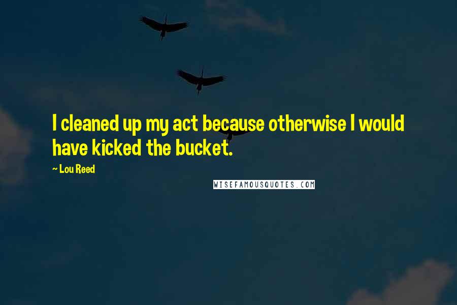 Lou Reed Quotes: I cleaned up my act because otherwise I would have kicked the bucket.