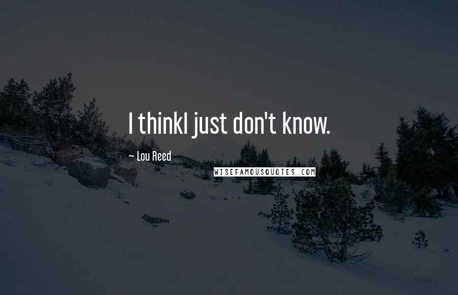 Lou Reed Quotes: I thinkI just don't know.