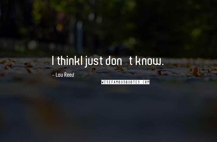 Lou Reed Quotes: I thinkI just don't know.