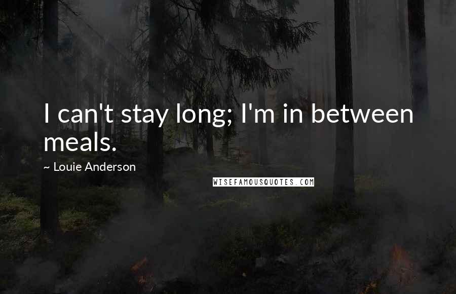 Louie Anderson Quotes: I can't stay long; I'm in between meals.