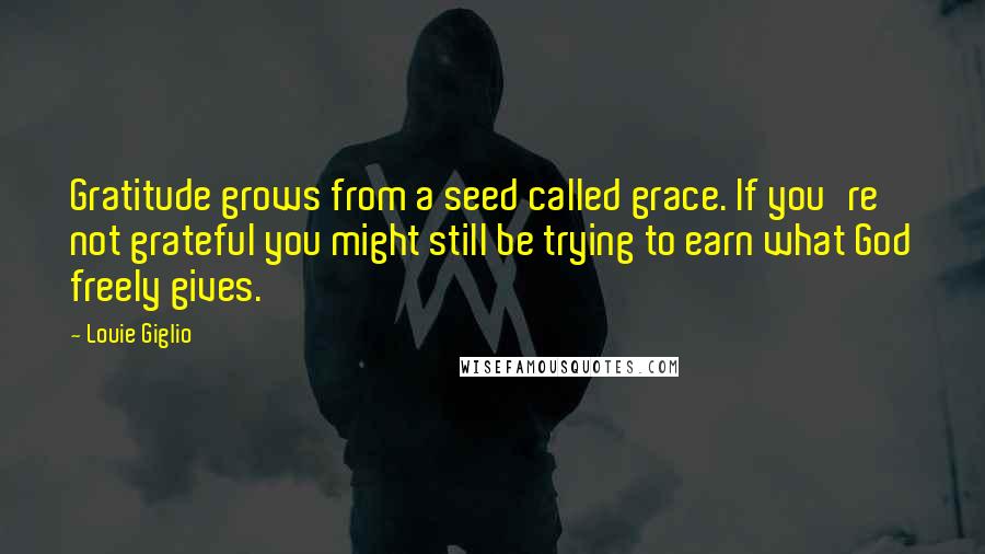 Louie Giglio Quotes: Gratitude grows from a seed called grace. If you're not grateful you might still be trying to earn what God freely gives.