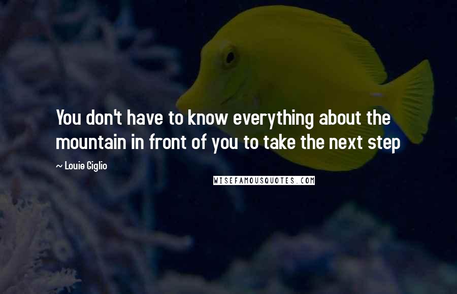 Louie Giglio Quotes: You don't have to know everything about the mountain in front of you to take the next step