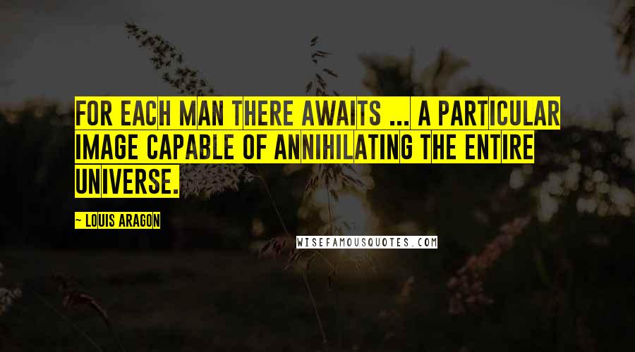 Louis Aragon Quotes: For each man there awaits ... a particular image capable of annihilating the entire universe.