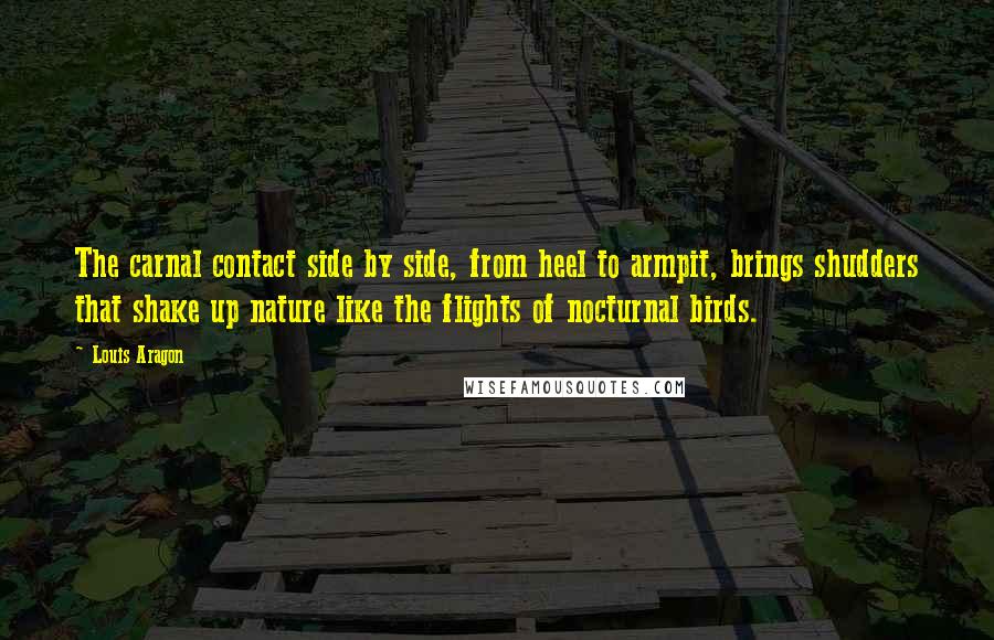 Louis Aragon Quotes: The carnal contact side by side, from heel to armpit, brings shudders that shake up nature like the flights of nocturnal birds.