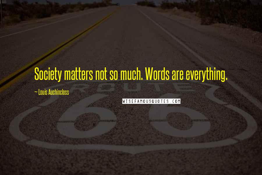 Louis Auchincloss Quotes: Society matters not so much. Words are everything.