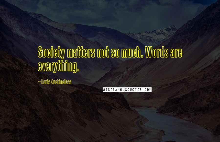 Louis Auchincloss Quotes: Society matters not so much. Words are everything.