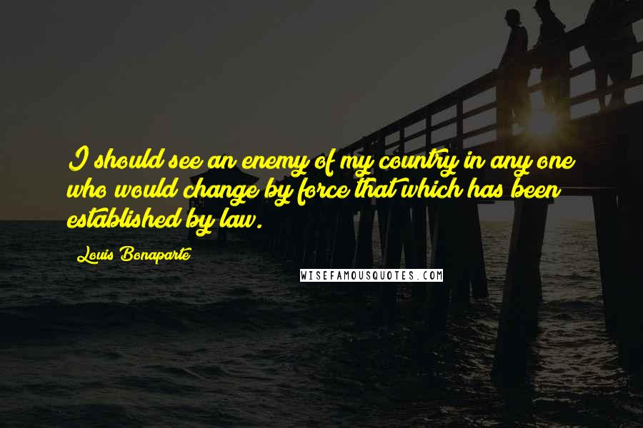 Louis Bonaparte Quotes: I should see an enemy of my country in any one who would change by force that which has been established by law.