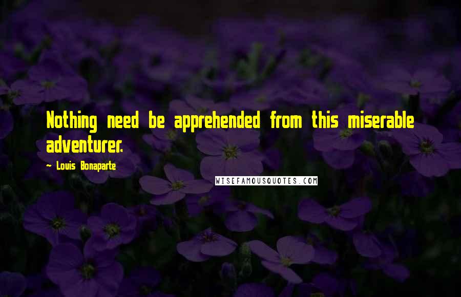 Louis Bonaparte Quotes: Nothing need be apprehended from this miserable adventurer.