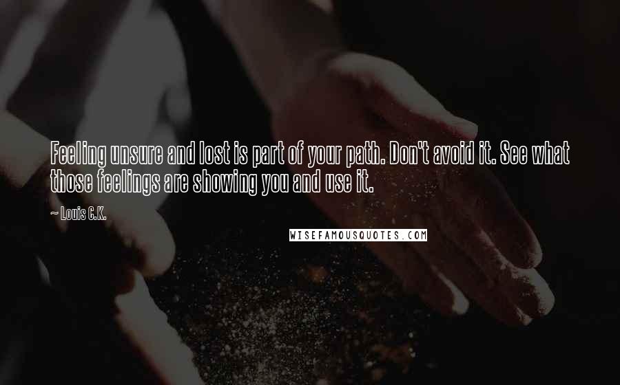 Louis C.K. Quotes: Feeling unsure and lost is part of your path. Don't avoid it. See what those feelings are showing you and use it.