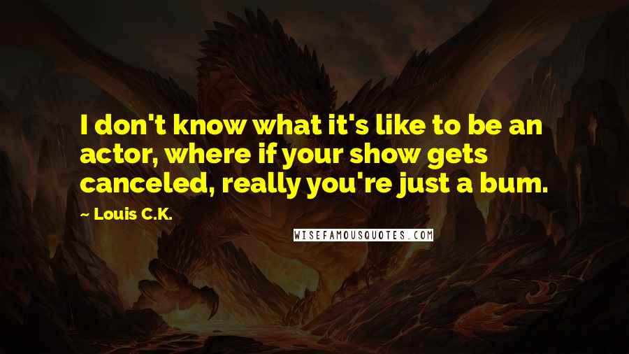 Louis C.K. Quotes: I don't know what it's like to be an actor, where if your show gets canceled, really you're just a bum.