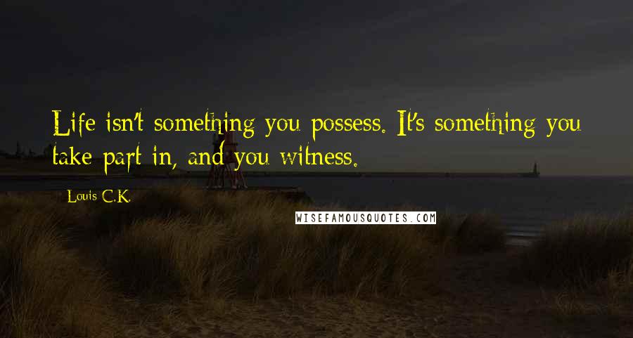 Louis C.K. Quotes: Life isn't something you possess. It's something you take part in, and you witness.