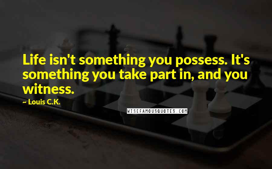 Louis C.K. Quotes: Life isn't something you possess. It's something you take part in, and you witness.