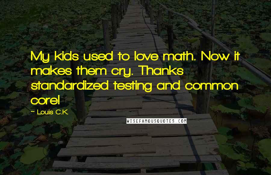 Louis C.K. Quotes: My kids used to love math. Now it makes them cry. Thanks standardized testing and common core!