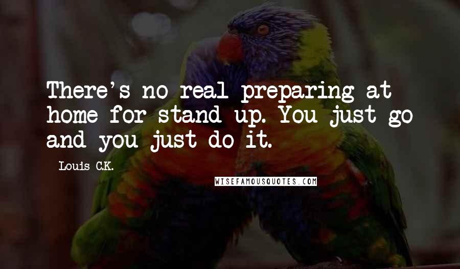 Louis C.K. Quotes: There's no real preparing at home for stand-up. You just go and you just do it.