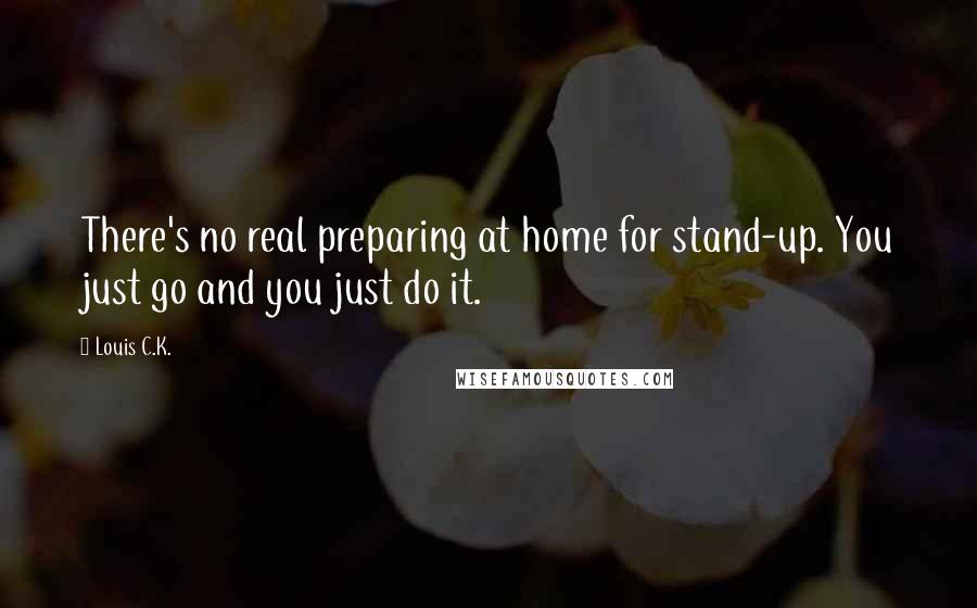 Louis C.K. Quotes: There's no real preparing at home for stand-up. You just go and you just do it.