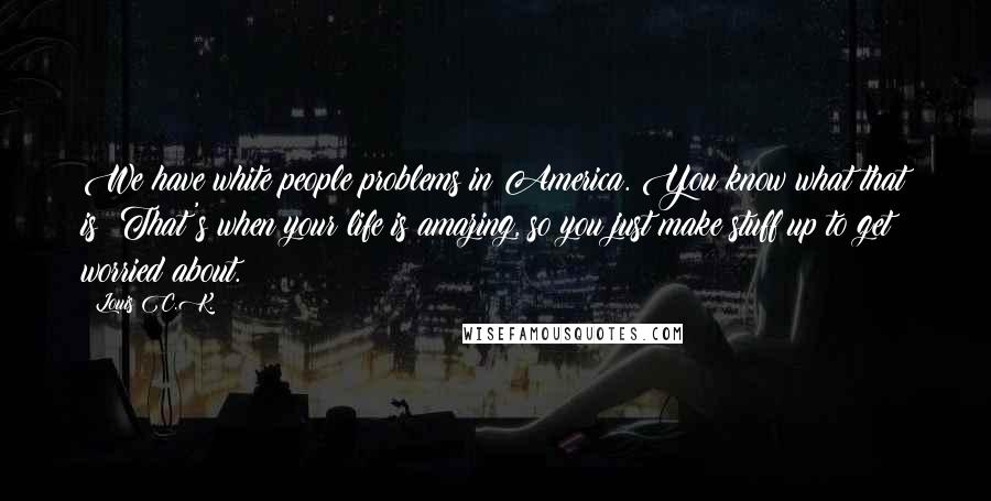 Louis C.K. Quotes: We have white people problems in America. You know what that is? That's when your life is amazing, so you just make stuff up to get worried about.