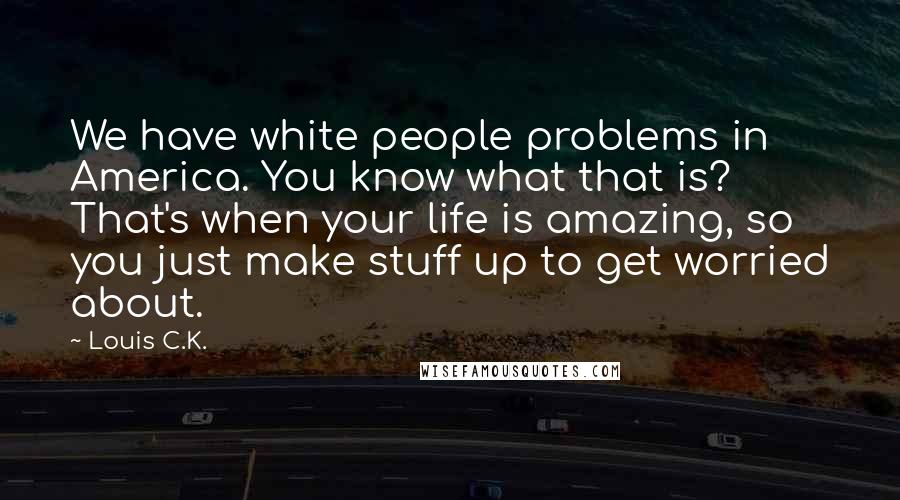 Louis C.K. Quotes: We have white people problems in America. You know what that is? That's when your life is amazing, so you just make stuff up to get worried about.