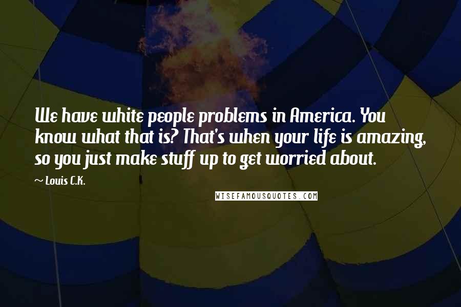 Louis C.K. Quotes: We have white people problems in America. You know what that is? That's when your life is amazing, so you just make stuff up to get worried about.