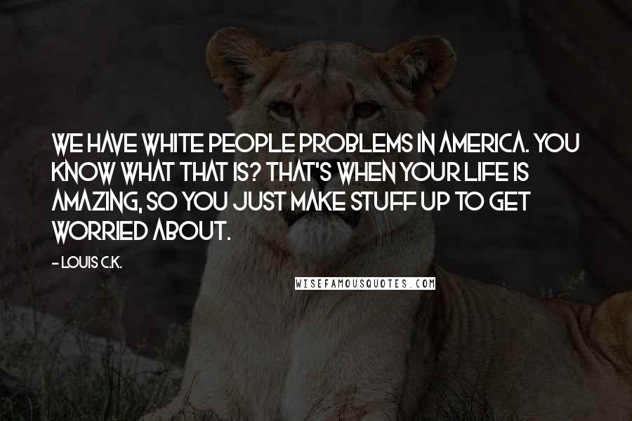 Louis C.K. Quotes: We have white people problems in America. You know what that is? That's when your life is amazing, so you just make stuff up to get worried about.