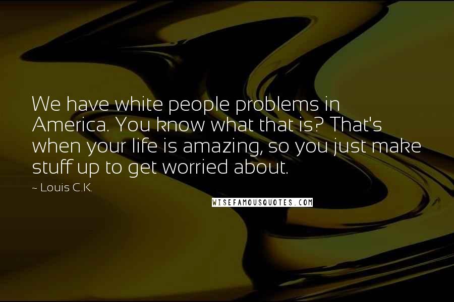 Louis C.K. Quotes: We have white people problems in America. You know what that is? That's when your life is amazing, so you just make stuff up to get worried about.