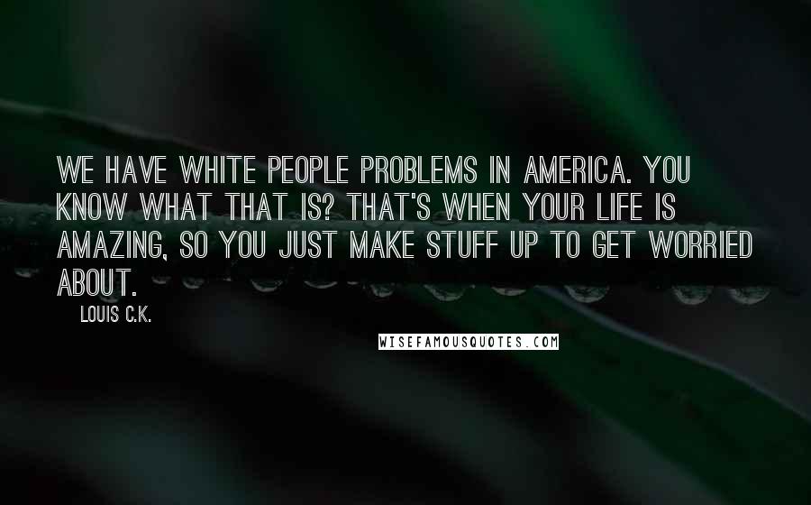 Louis C.K. Quotes: We have white people problems in America. You know what that is? That's when your life is amazing, so you just make stuff up to get worried about.