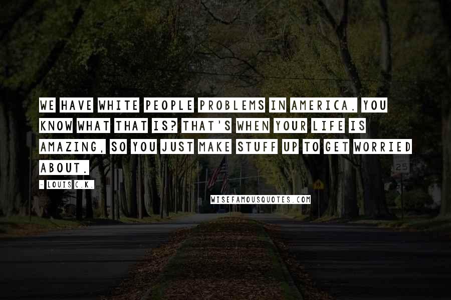 Louis C.K. Quotes: We have white people problems in America. You know what that is? That's when your life is amazing, so you just make stuff up to get worried about.