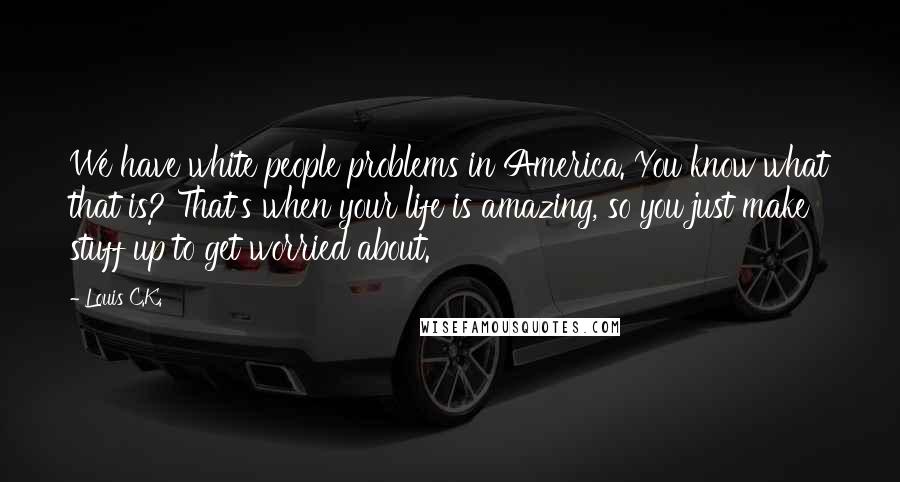 Louis C.K. Quotes: We have white people problems in America. You know what that is? That's when your life is amazing, so you just make stuff up to get worried about.