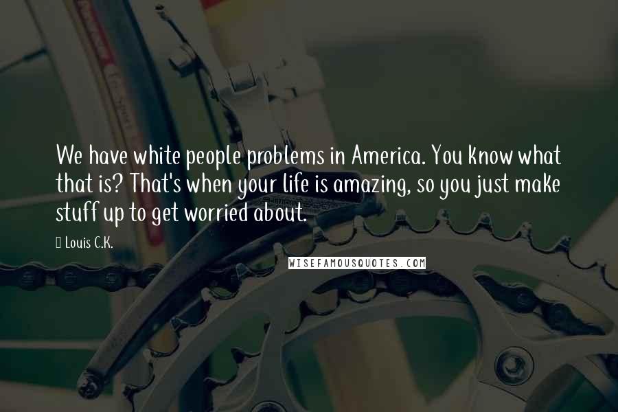 Louis C.K. Quotes: We have white people problems in America. You know what that is? That's when your life is amazing, so you just make stuff up to get worried about.