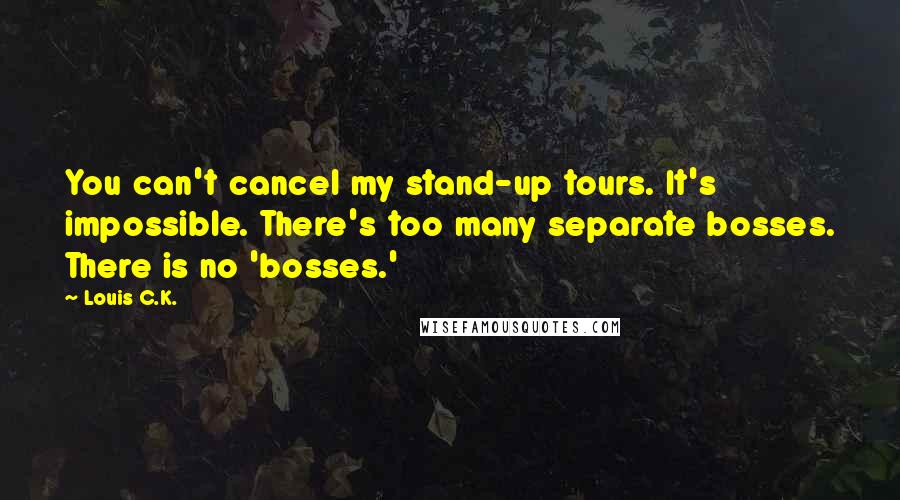 Louis C.K. Quotes: You can't cancel my stand-up tours. It's impossible. There's too many separate bosses. There is no 'bosses.'