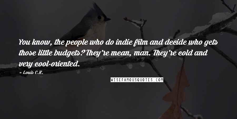 Louis C.K. Quotes: You know, the people who do indie film and decide who gets those little budgets? They're mean, man. They're cold and very cool-oriented.