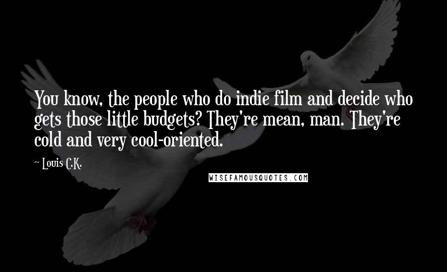 Louis C.K. Quotes: You know, the people who do indie film and decide who gets those little budgets? They're mean, man. They're cold and very cool-oriented.